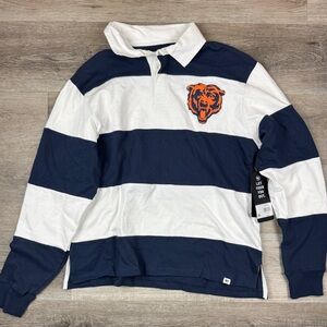Chicago Bears Rugby Striped Polo Long Sleeve Shirt NWT Men’s Size Medium NWT 47’